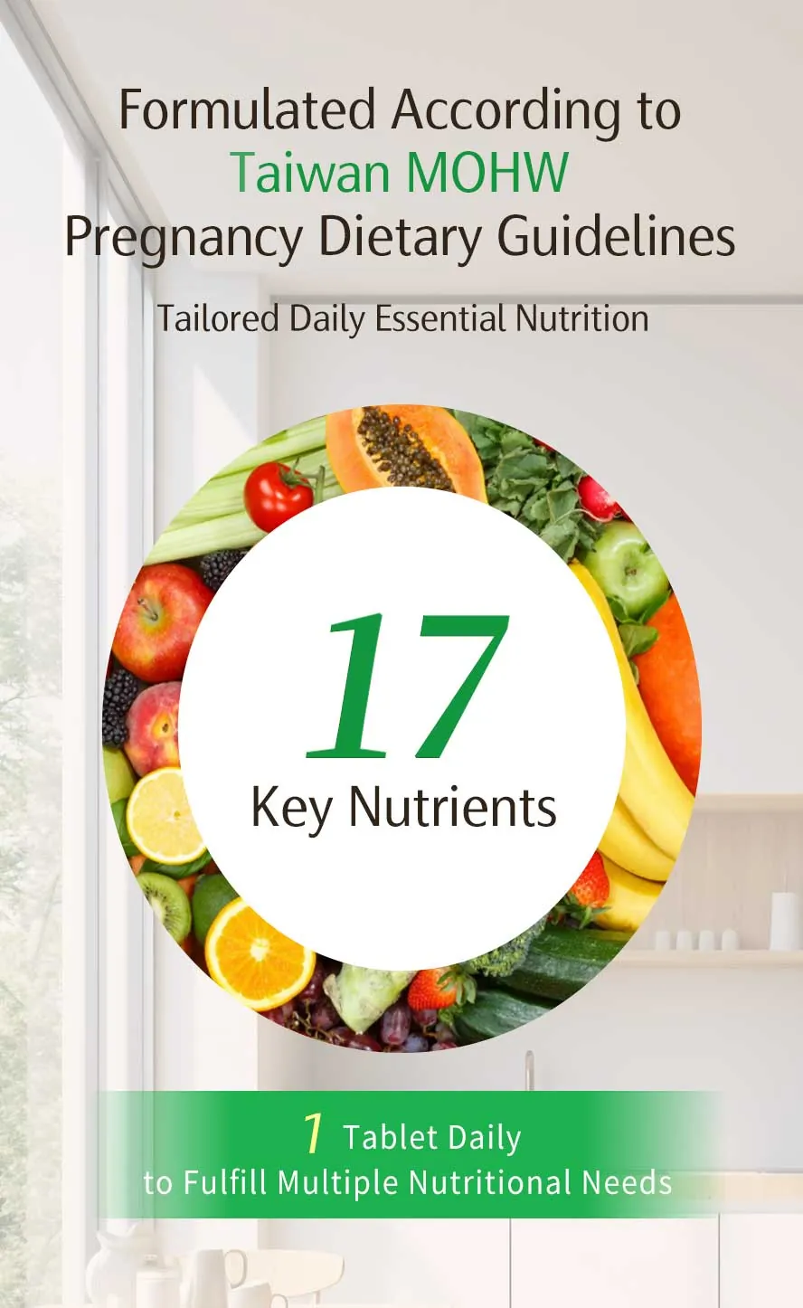 One tablet daily of BHK's Maternal Multivitamin delivers comprehensive daily nutrient coverage.