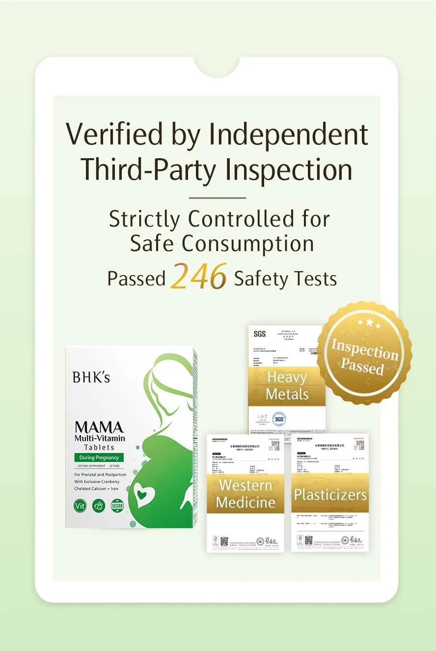 Passed 246 safety tests—BHK's Maternal Multivitamin is the top choice for expectant mothers.