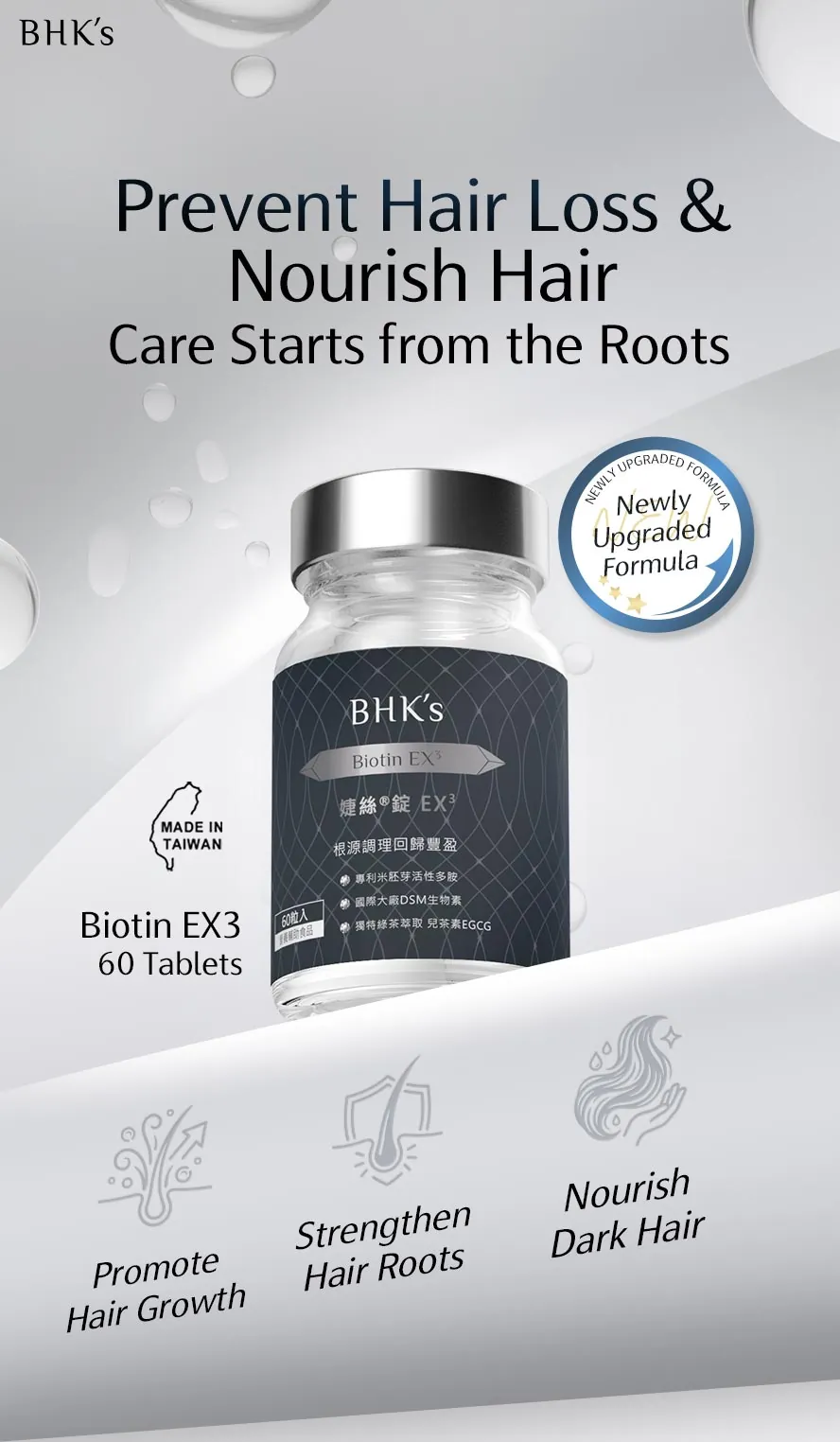 Take 1 tablet daily for rapid, deep nutritional support to achieve fuller, stronger, and lustrous dark hair.