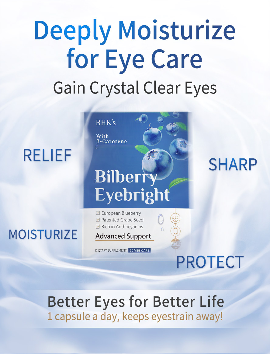 BHK Bilberry Eyebright Veg Capsules do not contain medicine, no drug dependence, prevent eye diseases and nourish the healthy bright vision