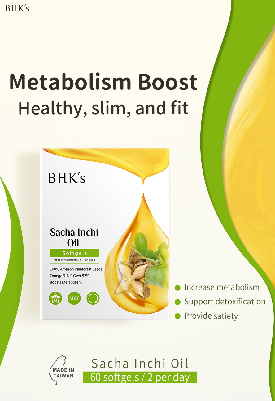 BHK Sacha Inchi Oil with perfect ratio of unsaturated fatty acids to promote metabolism and reduce body fat accumulation