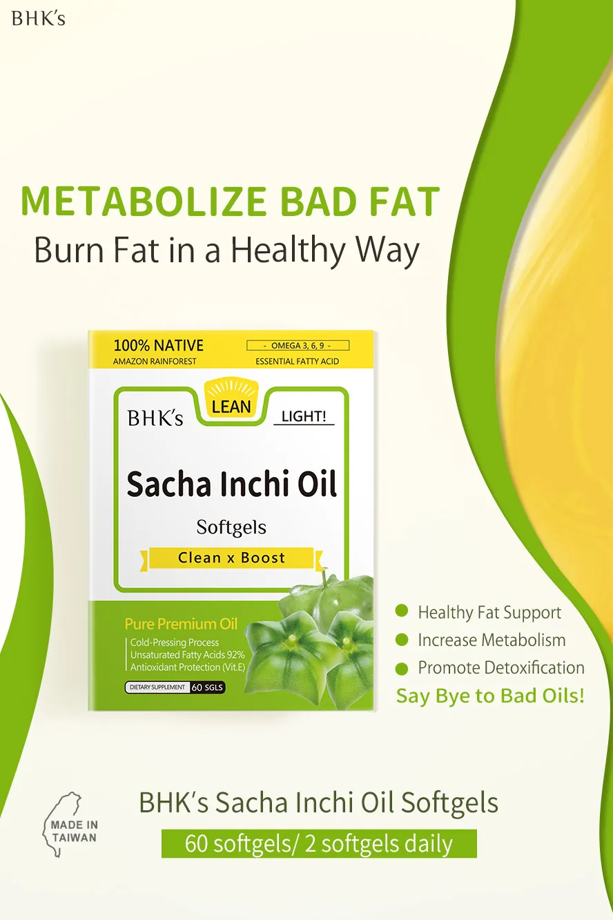 BHK Sacha Inchi Oil with perfect ratio of unsaturated fatty acids to promote metabolism and reduce body fat accumulation