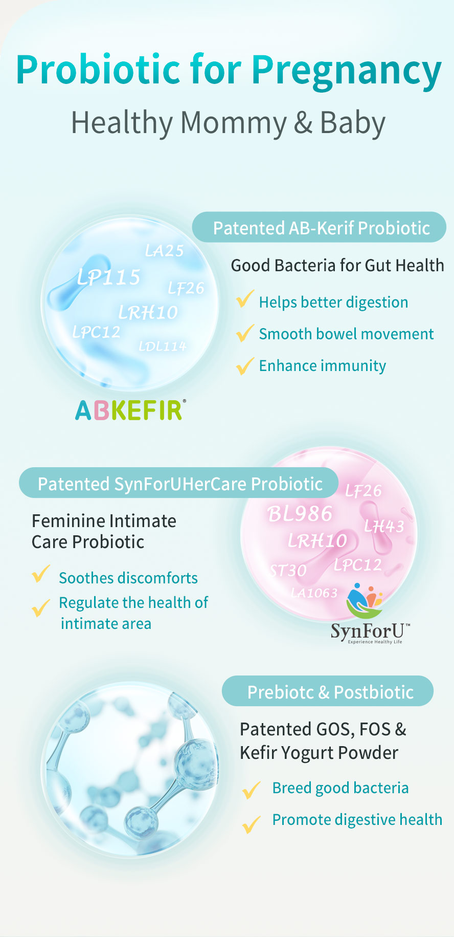 BHK's MaMa Probiotic Powder uses 2 patented probiotics, prebiotic and postbiotic to breed good bacteria, smooth bowel movement, enhance immunity, soothes intimate discomforts and promote healthy disgestion