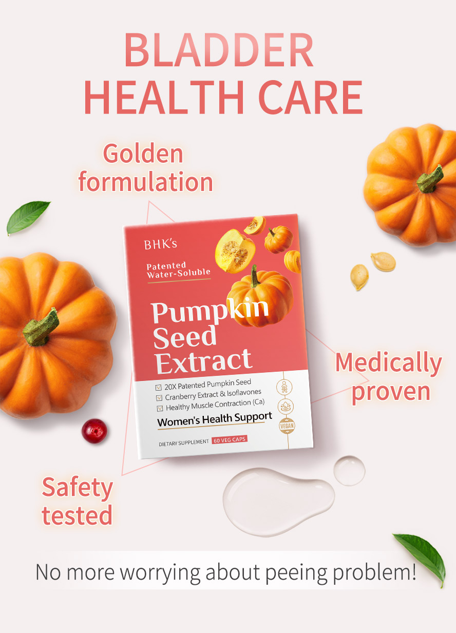 Highly recommended by pharmacists, BHK pumpkin seed extract suitable for bladder problem prevention and restore bladder health