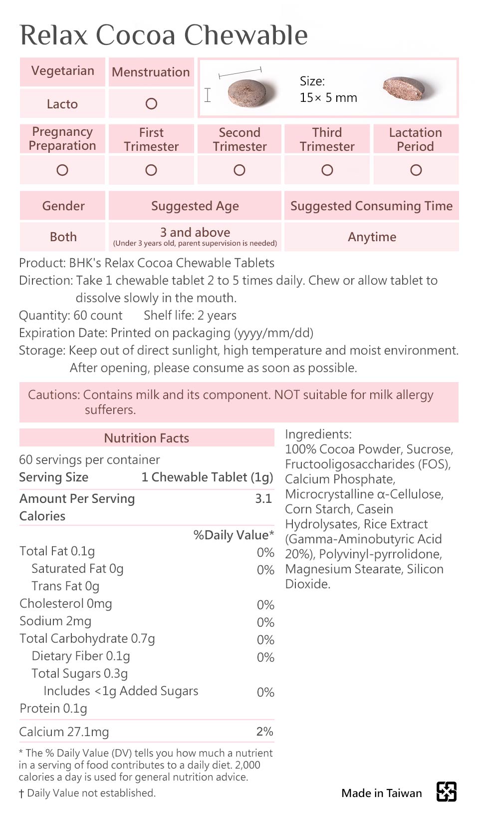 BHK's Relax Cocoa is safe, no side effects, and made of patented ingredients