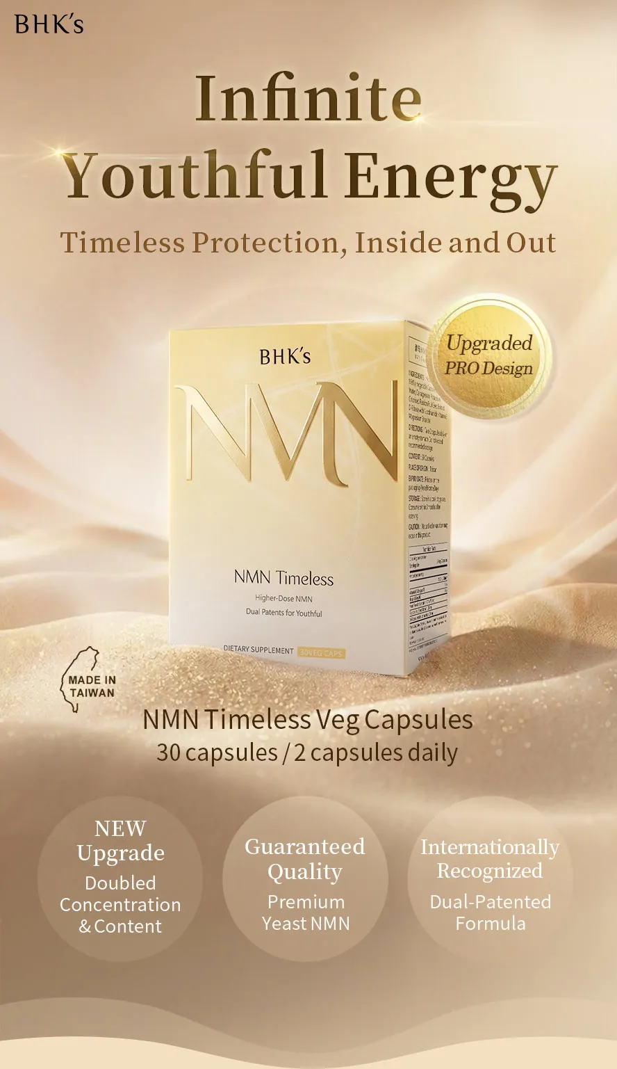 BHK's NMN Timeless support all-round anti-aging & rejuvenate skin elasticity.