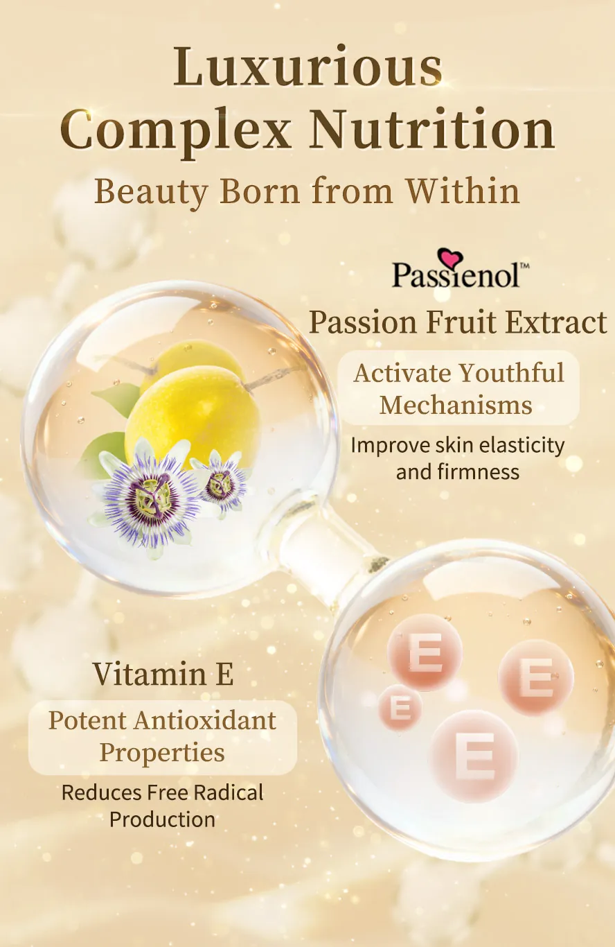 BHK's Yeast NMN Timeless is enriched with Passion Fruit extract and Vitamin E to fight free radicals and delay aging.