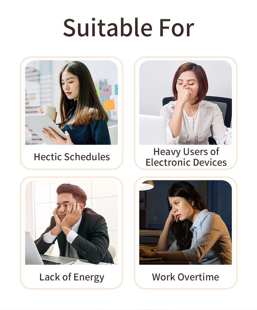 BHK's Vitamin B Complex + Lutein suitbale for people who has a hectic schedules, heavy use on electronic devices, suffers from poor energy, and always work overtime