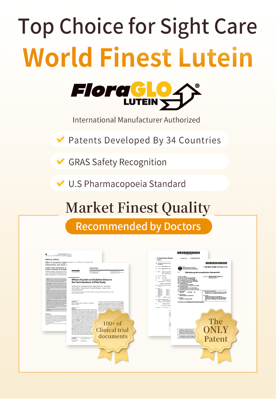World finest lutein recommended by doctor for sight care, FloraGlo lutein is has the GRAS safety recognition and meet the U.S Pharmacopoeia standard.