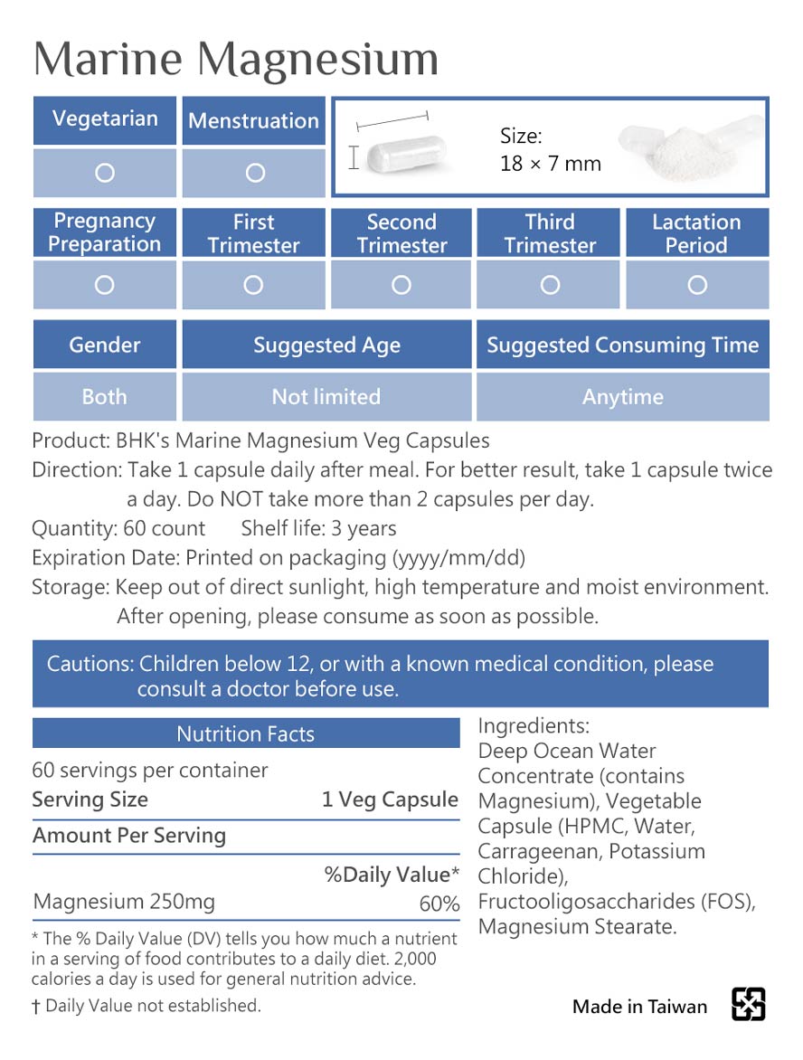 BHK's Marine Magnesium has strict inspections on manufacturing it & guaranteed quality with safe, patented & natural ingredients