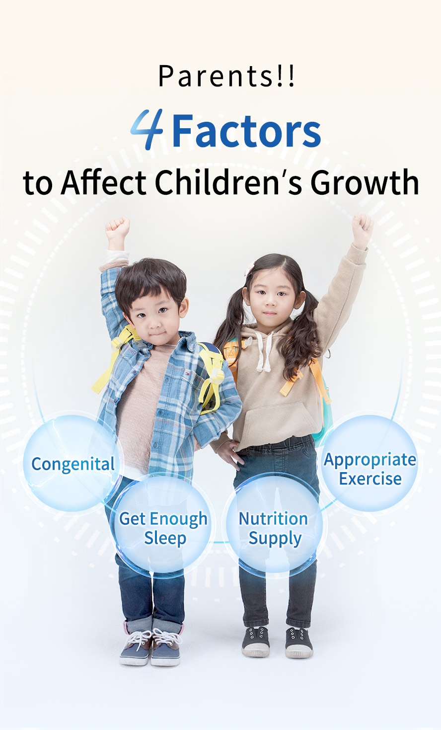 Apart from using BHK's Calcium Collagen Powder and addressing congenital factors, proper sleep, nutrition, and exercise are vital for growth