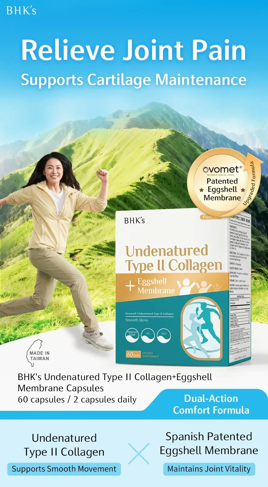 BHK's Undenatured Type II Collagen + Eggshell Membrane: The newly upgraded formula.