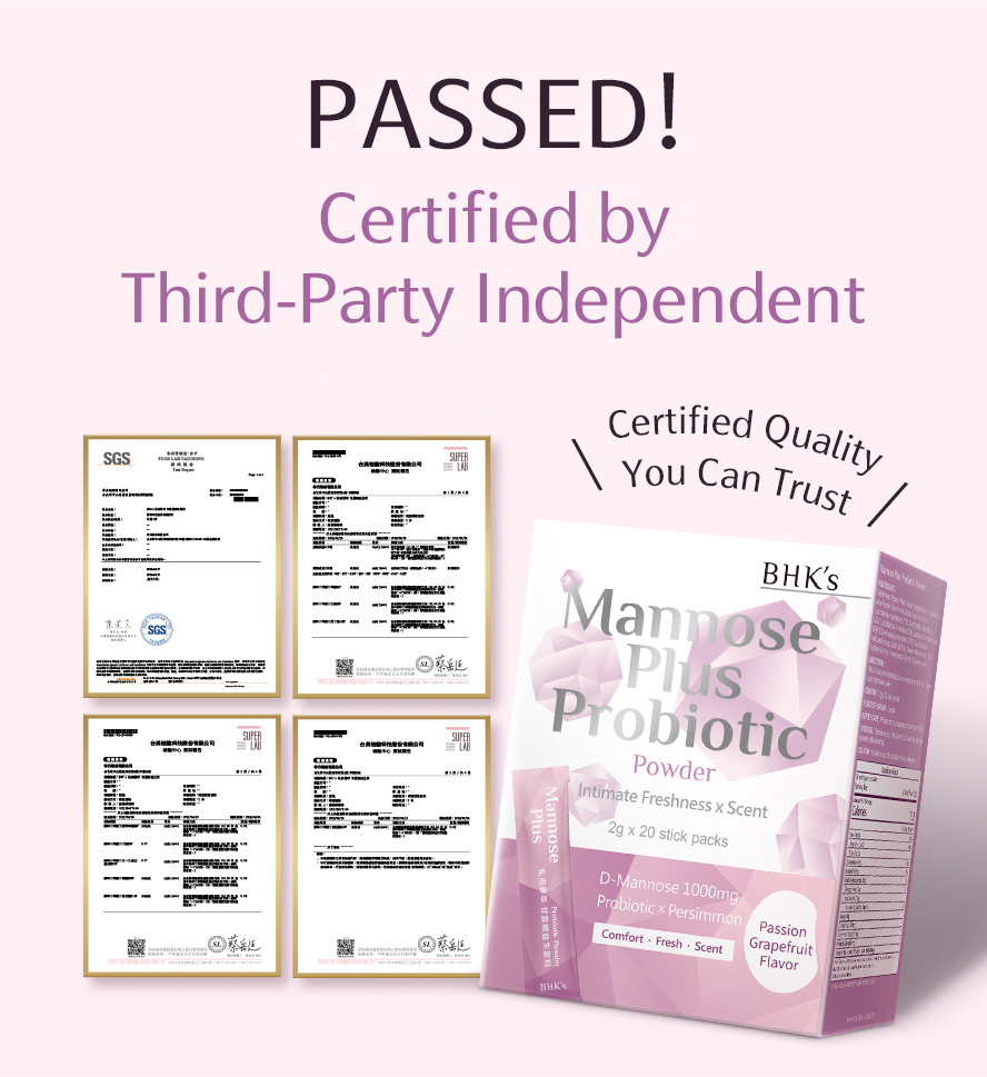 BHK's Mannose Probiotic has passed third-party safety testing, guaranteeing its quality.