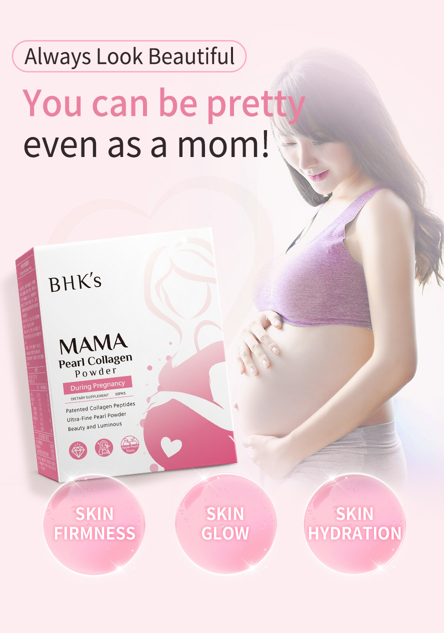 BHK's MaMa Beauty Pearl Collagen Powder can promote excellent skin firmness, skin glow, and great skin hydration to prevent dry skin and stretch mark.