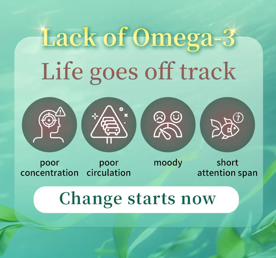 Vegetarians experiencing cardiovascular disease, poor concentration, mood swings, or memory decline can improve these conditions by supplementing with algae oil.