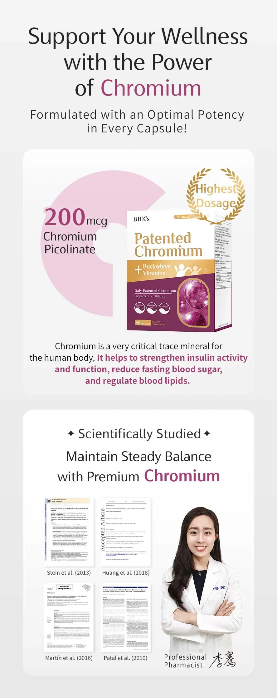 Contains a High Dose of Chromium Picolinate to Support Insulin Function and Healthy Blood Sugar Metabolism