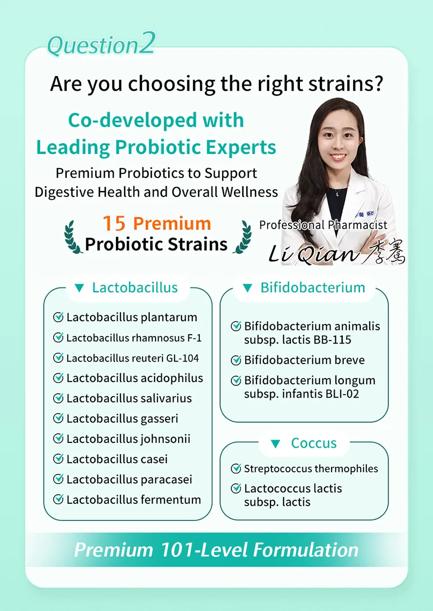 BHK's 101 Probiotics contains 10.1 billion CFU per stick—the ideal count to effectively balance gut flora.
