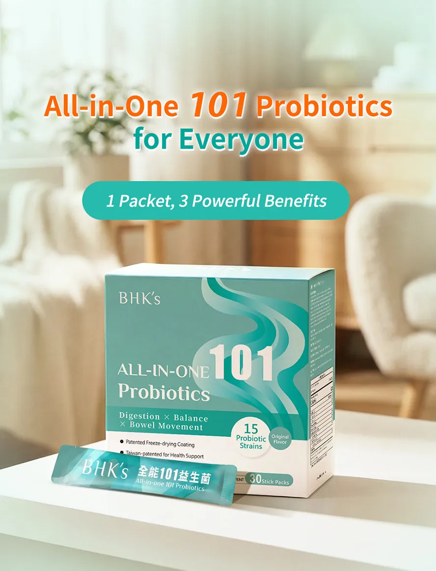 One stick of BHK's All-in-one 101 Probiotics delivers triple-action benefits.