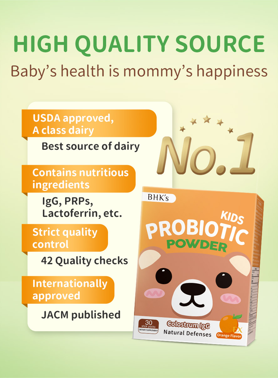 With highest quality American bovine colostrum, rich in PRPs, lactoferrin, and other necessary kids nutrients.