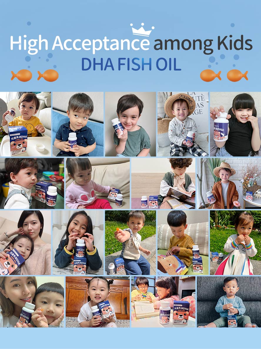 The best nutrition supplement for baby & kids, BHK's Kids DHA Fish Oil is flavored with natural orange powder, no fishy odor, very popular among the kids