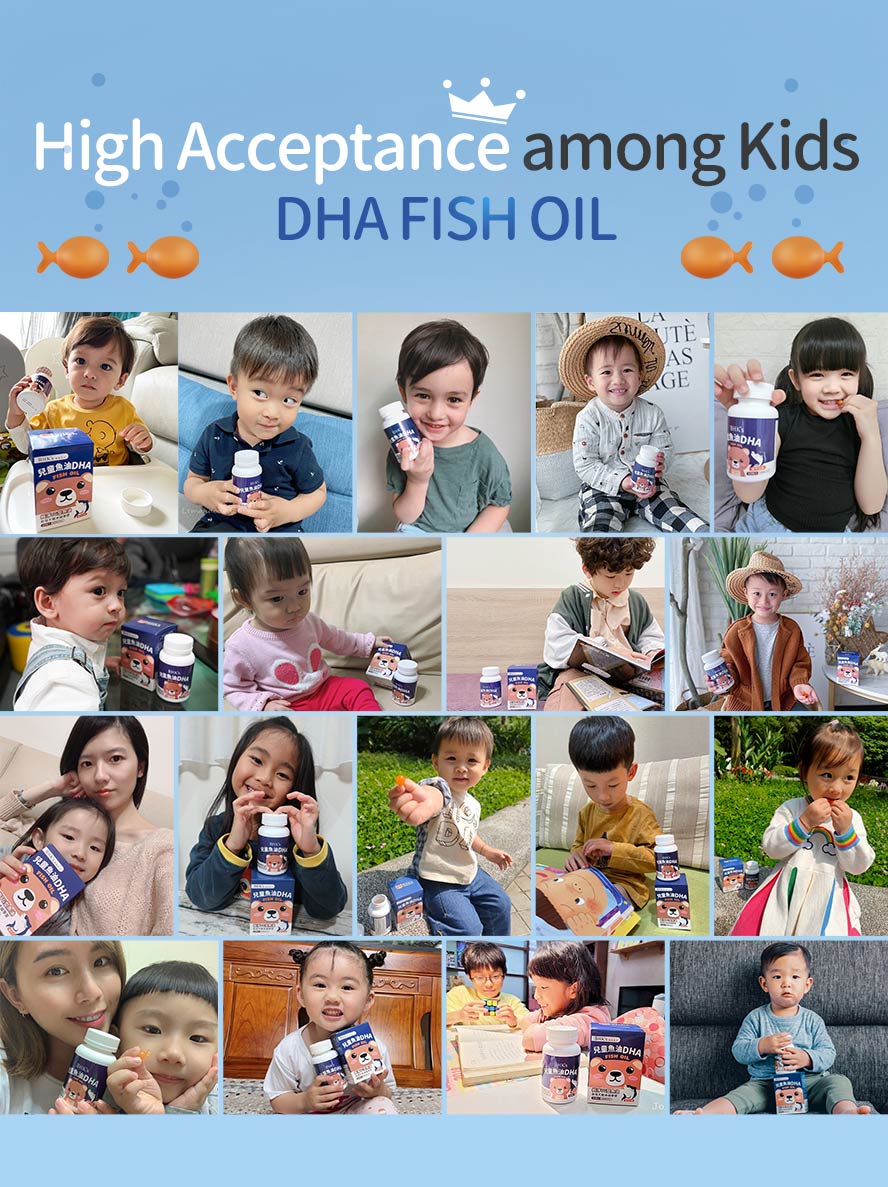 BHKs children's fish oil DHA is flavored wit natural orange powder, very popular to kids with its chewy texture & flavor