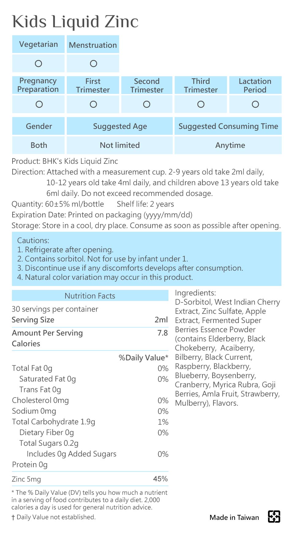 BHK's Kids Liquid Zinc has guaranteed quality with essential nutrition recognized journals.