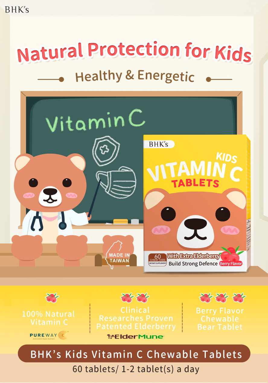 BHK's Kids Vitamin C gives immunity protection support for healthy & energetic kids!