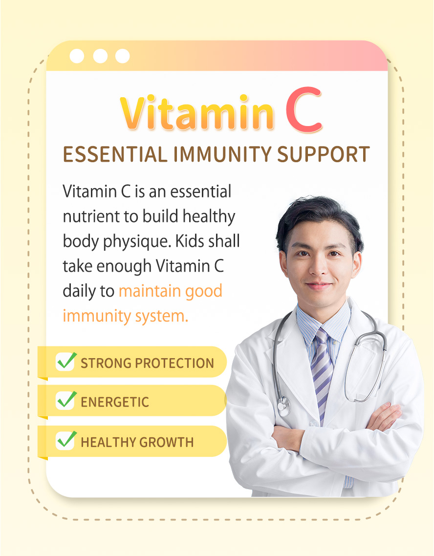 Vitamin C is essential to maintain good immunity system, protects children from virus & provide healthy growth