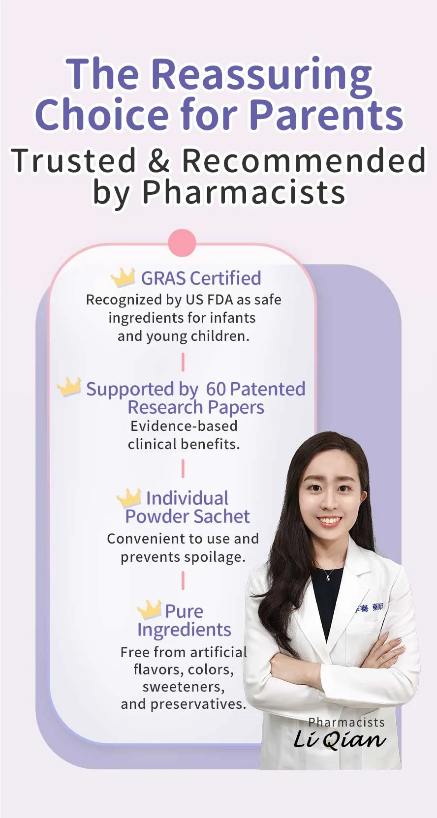BHK's Baby Probiotic Powder is strictly quality-checked and recommended by pharmacists.