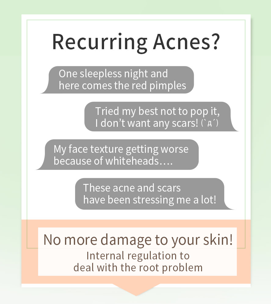 Staying up too late acne, hormonal acne, stress acne, scars from popping, large pores need internal adjustment to solve acne-prone skin.