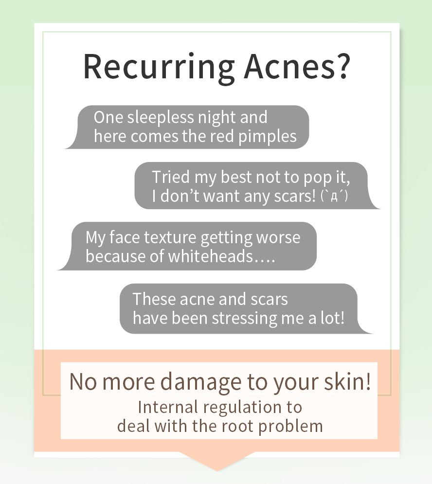 Staying up too late acne, hormonal acne, stress acne, scars from popping, large pores need internal adjustment to solve acne-prone skin.