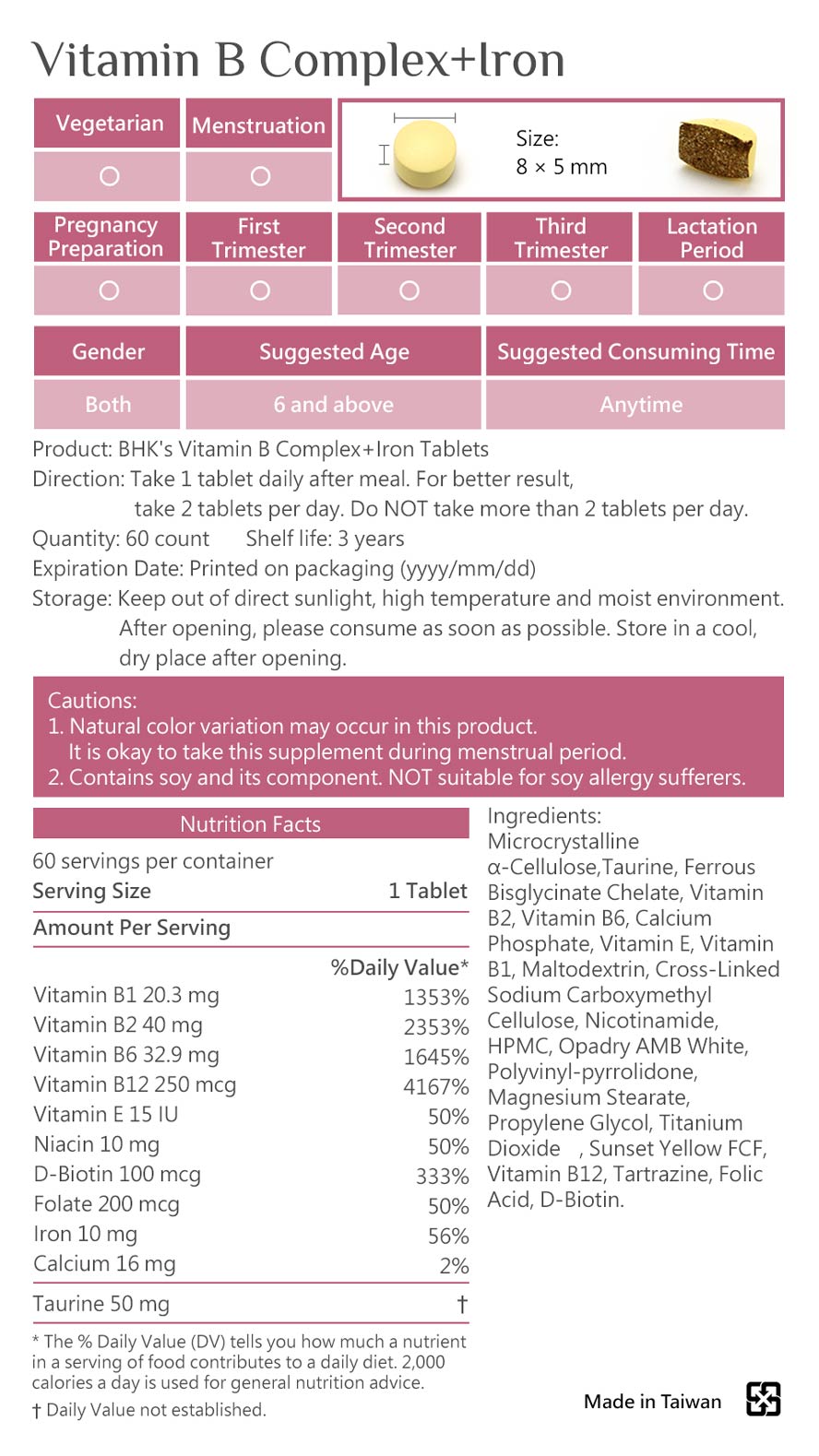BHK's Vitamin B Complex+Iron has no medicine with strict quality inspection.