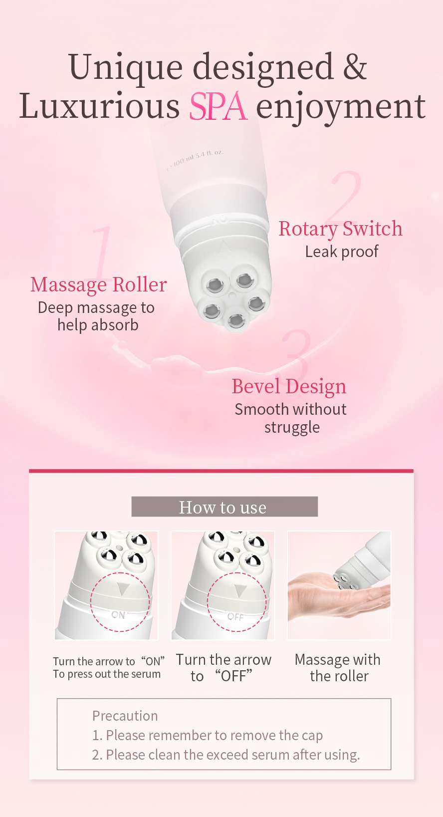 Bevel designed massage roller to promote great absoprtion, stimulate the growth of breast by massaging the acupoint.