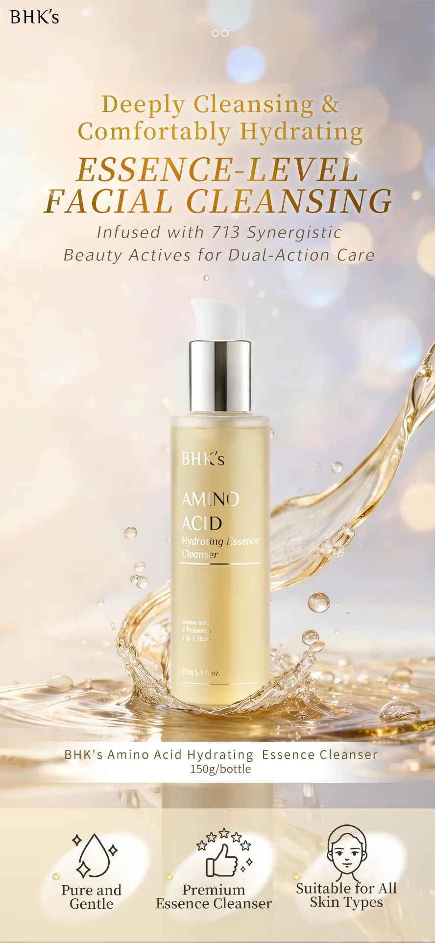 BHK's Amino Acid Hydrating Essence Cleanser Is a Recommended Amino Acid Facial Cleanser That Leaves Skin Hydrated Without Feeling Tight