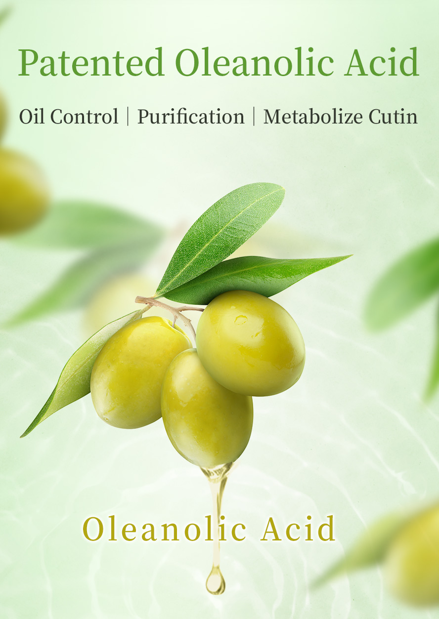 Patented Oleanolic Acid is added to help in oil control, skin purification & metabolize aged cutin.