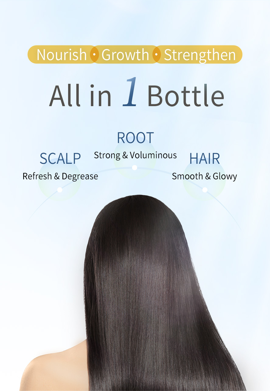 One bottle for nourishment, healthy growth & stronger scalp, roote & hair 