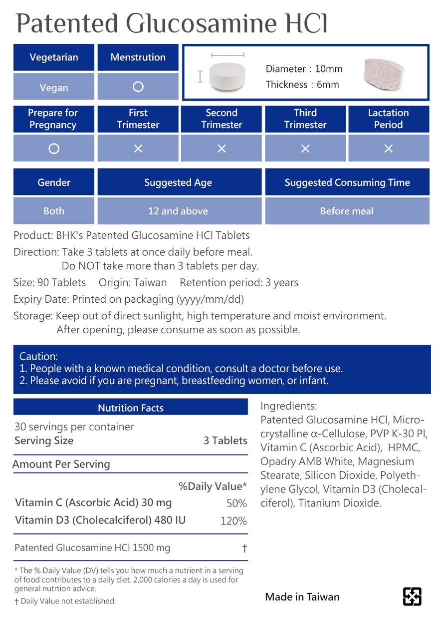 BHK's Patented Glucosamine MSM  is safety inspection, No side effects, natural ingredients