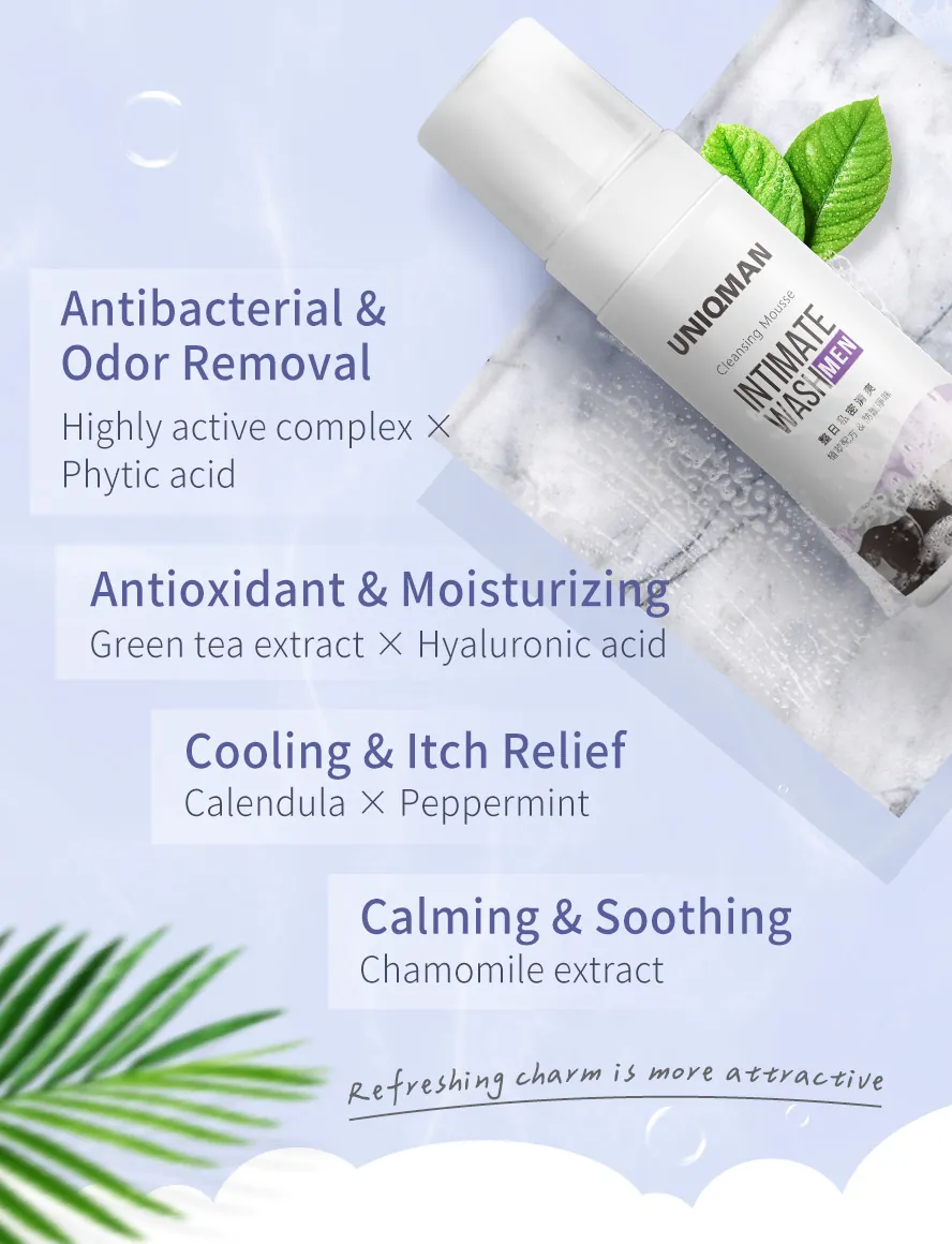 UNIQMAN Intimate Cleansing Mousse is clinically proven to reduce bacterial growth and provide long-lasting odor control, keeping the male intimate area fresh and comfortable.
