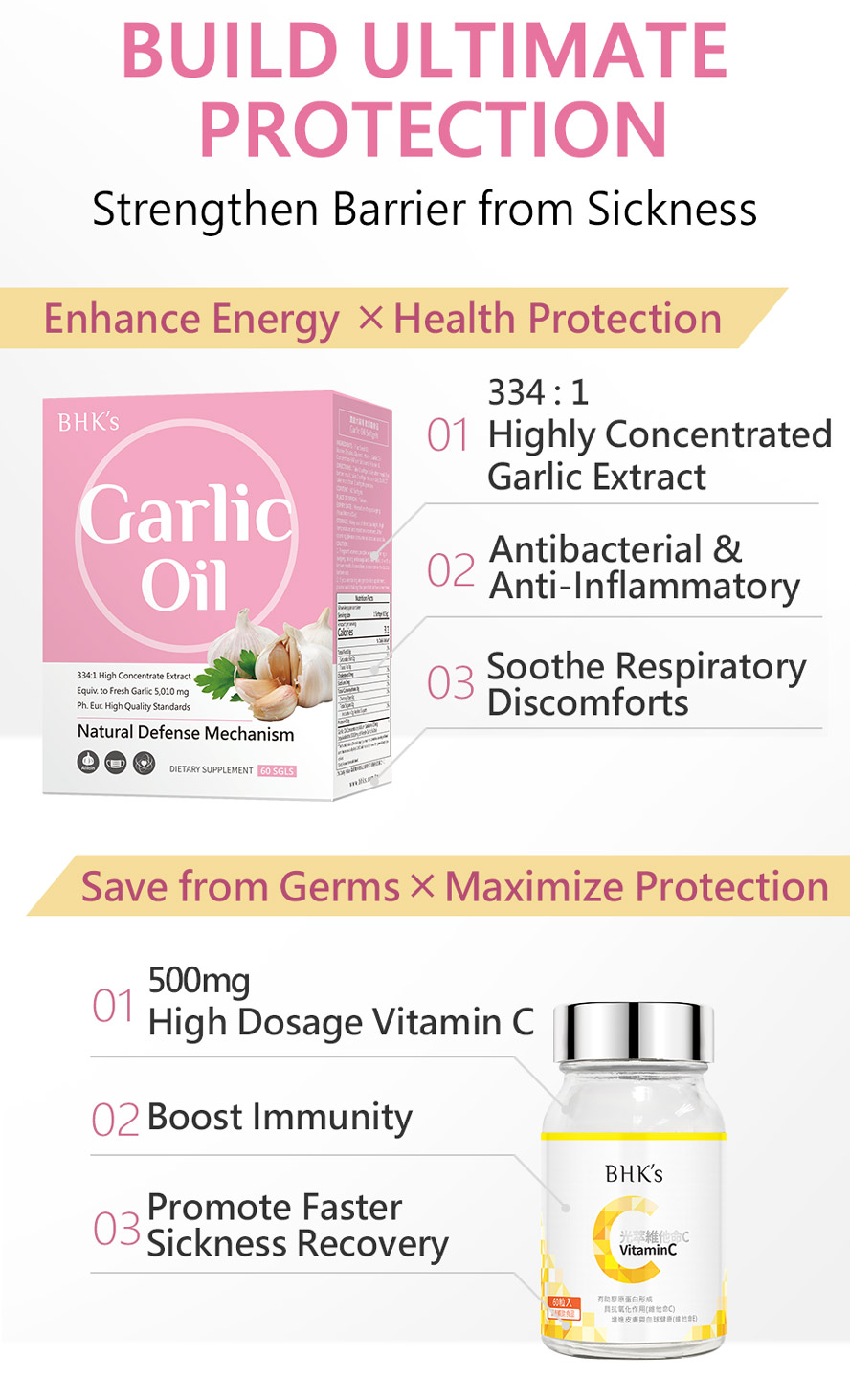 BHK's Garlic Oil Softgels are known to boost the function of the immune system.