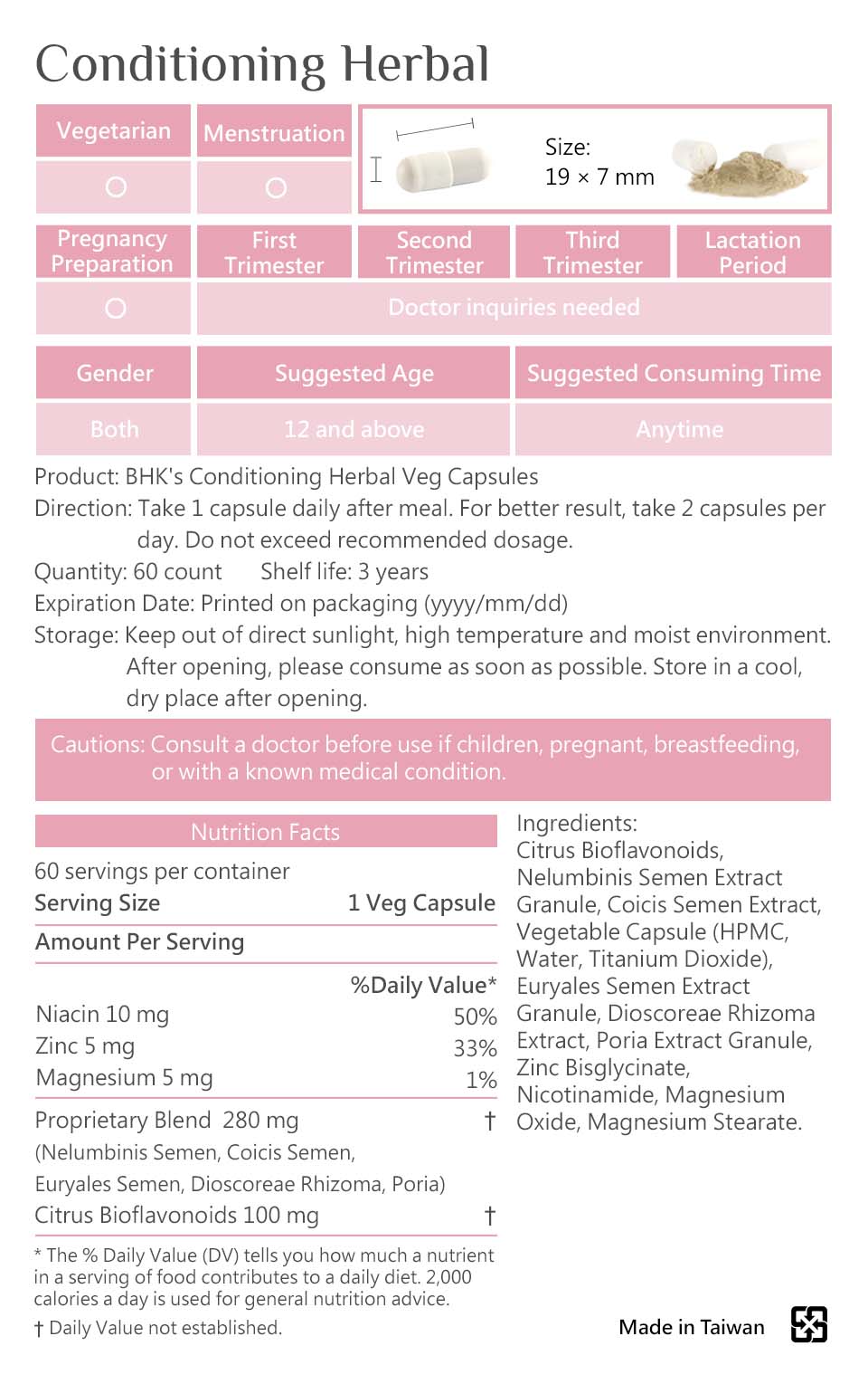 BHKs conditioning herbal capsules is safe, no side effects, and made of natural ingredients.