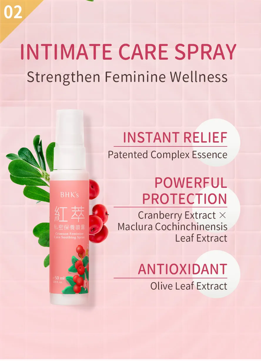 BHK's Crimson Feminine Care Soothing Spray is an instant relief for intimate discomfort.
