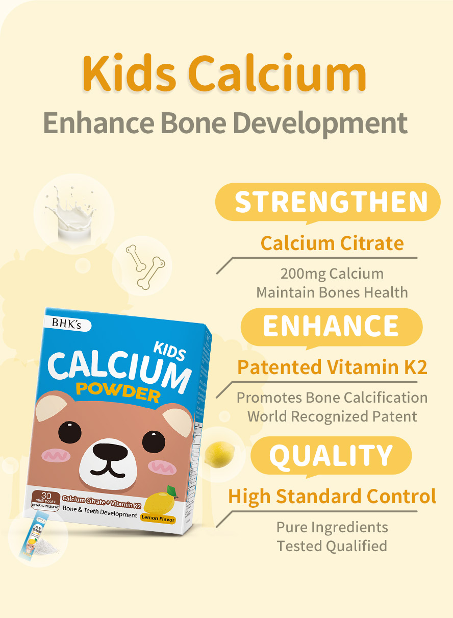 BHK's Clacium Powder added with 200mg of calcium citrate & patented vitamin K2 to help healthy bone growth