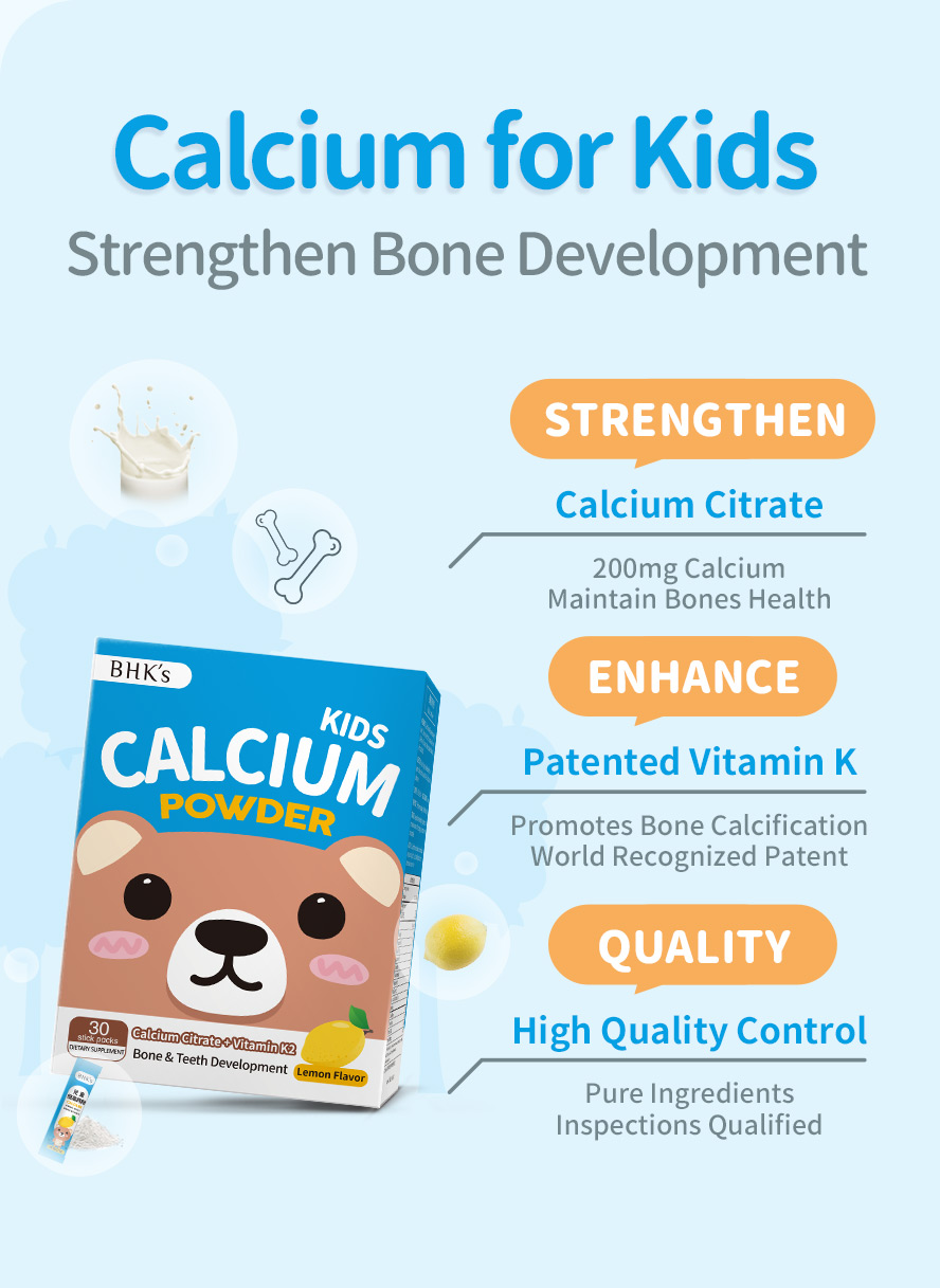 BHK's Clacium Powder added with 200mg of calcium citrate & patented vitamin K2 to help healthy bone growth