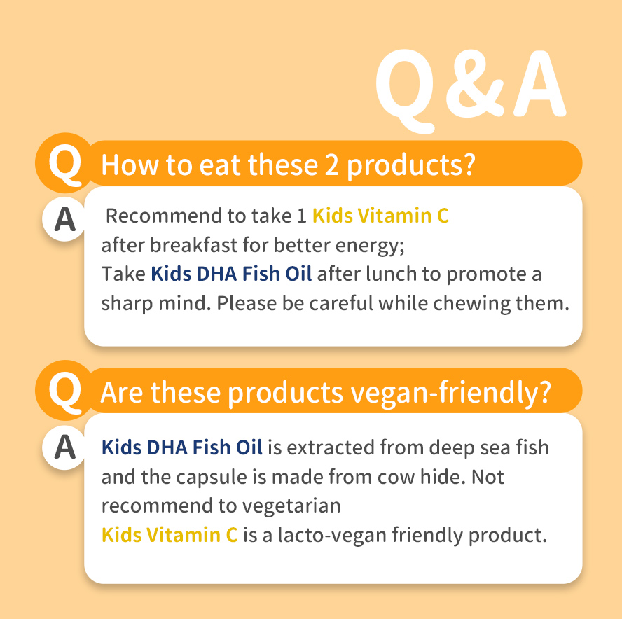 Recommend to take BHK's Kids Fish Oil and Vitamin C everyday as daily health protection for toddlers