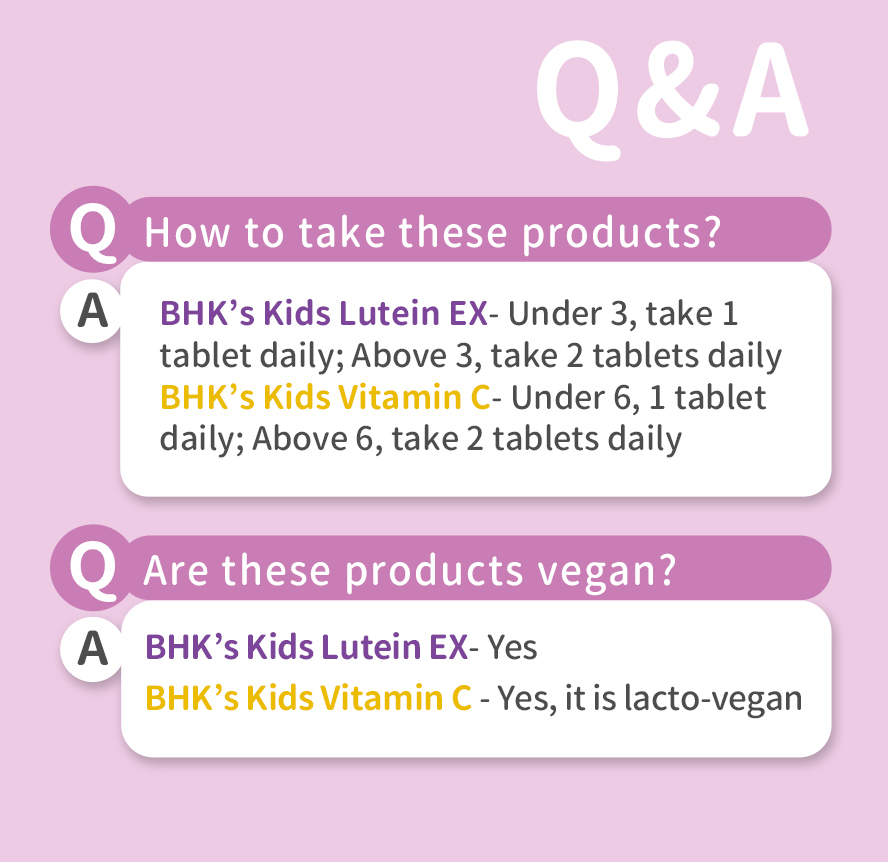 BHK's Kids Lutein EX + BHK's Kids Vitamin C is suitable for vegetarian