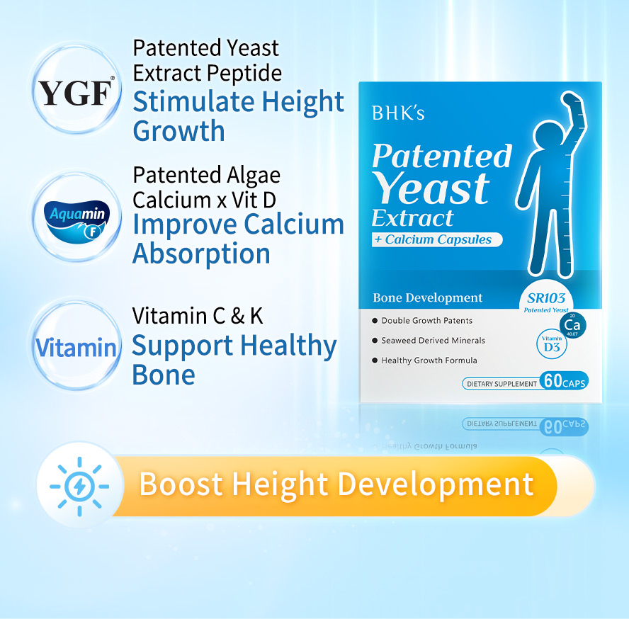 BHK's Calcium Collagen Powder has algae calcium and collagen peptide which is essential nutrition for bone and enhance bone structure density.