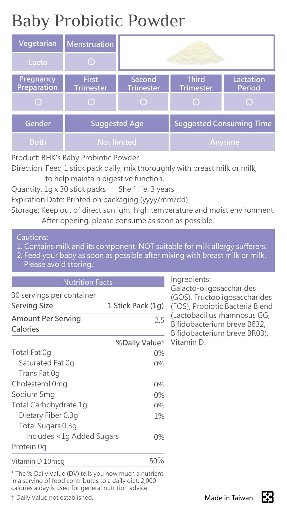BHK’s Baby Probiotic Powder + BHK’s Baby Body Lotion is safe, no side effects, and made of natural ingredients
