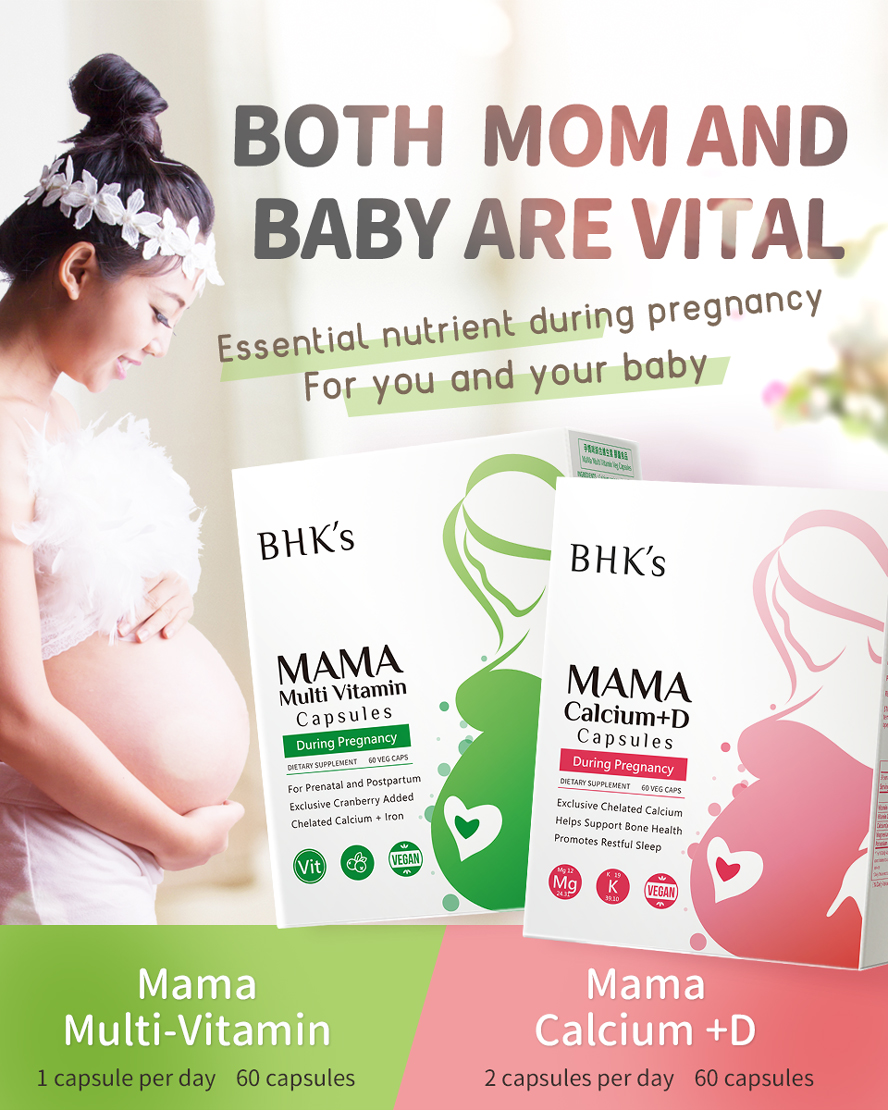 BHK's Calcium +D Multi-vitamin for those who have morning sickness, mood swings, fatigue, and other pregnancy symptom