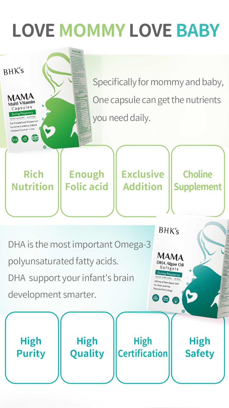 BHK's DHA Algae Multi-vitamin marine microalgae without any contaminants and pollution-free.