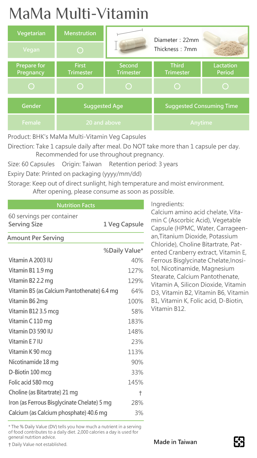 BHK's DHA Algae provide Omega-3 and complete nutrient for baby and mum